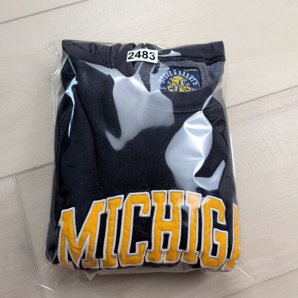 Vintage Michigan Wolverines Steve & Barry's Sweatshirt Mens S Blue Y2K Spellout - Picture 9 of 9